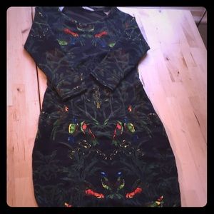 Bodycon jungle print dress with mesh back